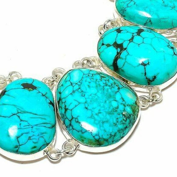 NEW - Tibetan Turquoise Handmade Sterling Adjustable Necklace - Picture 4 of 6